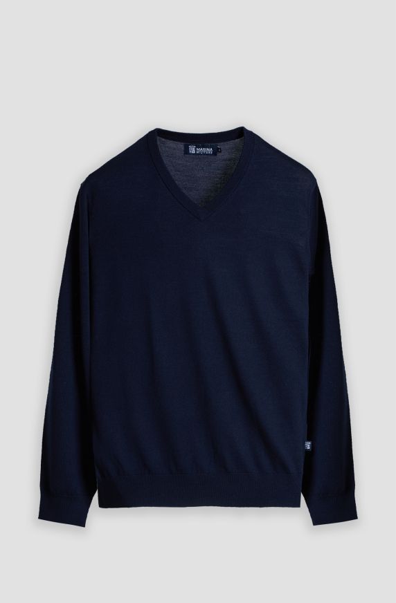 Maglia scollo a V uomo Essential in pura lana