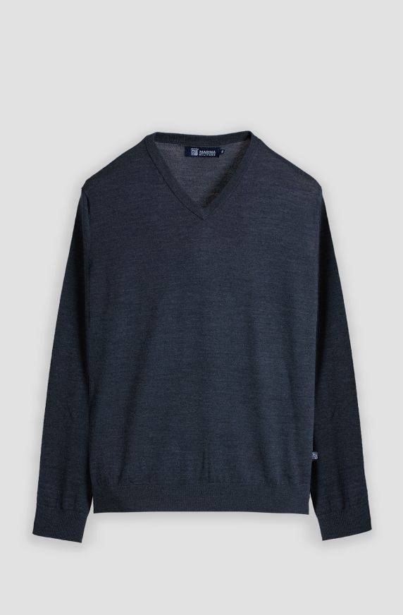 Maglia scollo a V uomo Essential in pura lana