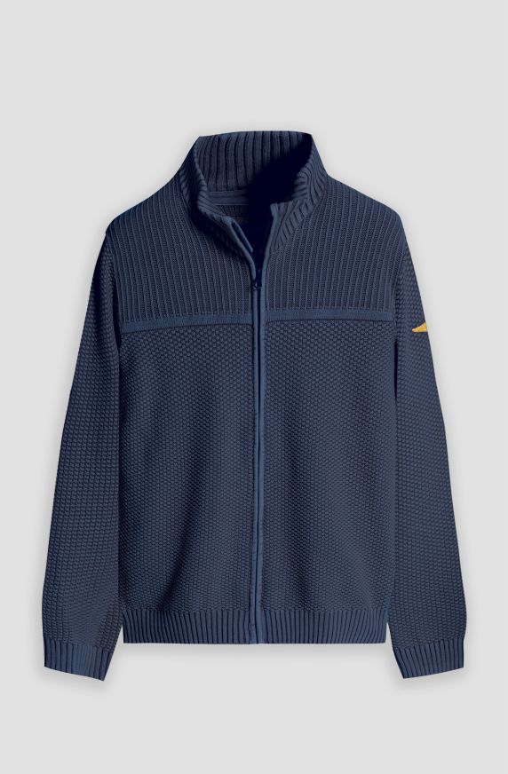 Aviazione Navale men's full-zip sweater in brushed cotton