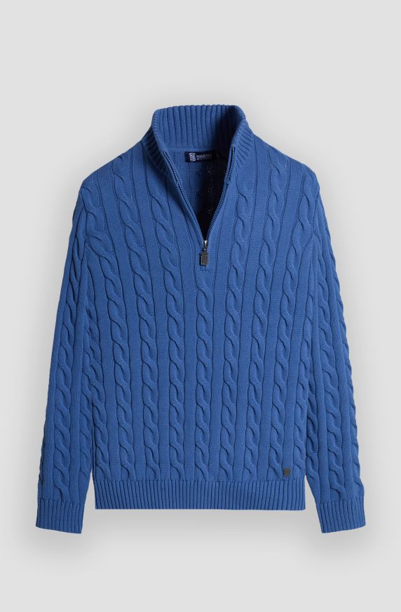 Maglia mezza zip uomo con lavorazione a trecce