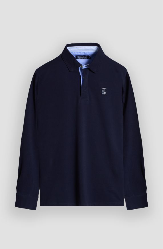 Polo uomo con rifiniture in tessuto oxford