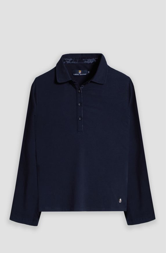 Women's polo shirt with four-button placket
