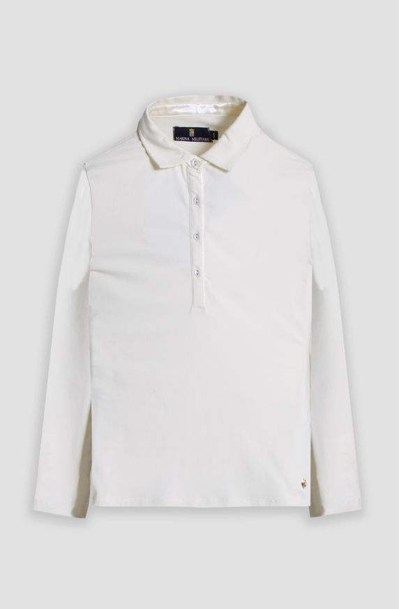 Women's polo shirt with four-button placket