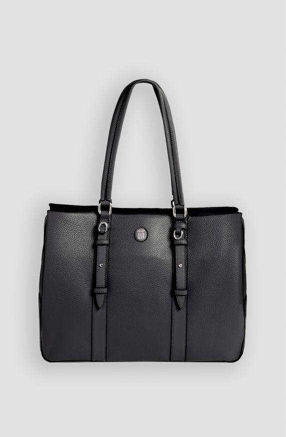 Women's faux leather shopper bag