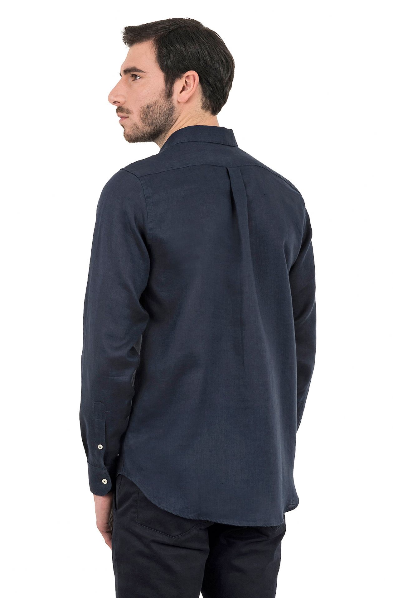 Camicia Uomo Camicia Lino Marrone Camicia Uomo Marrone In Lino 100% Made In  Italy Collo Semi, image size:1260x1919