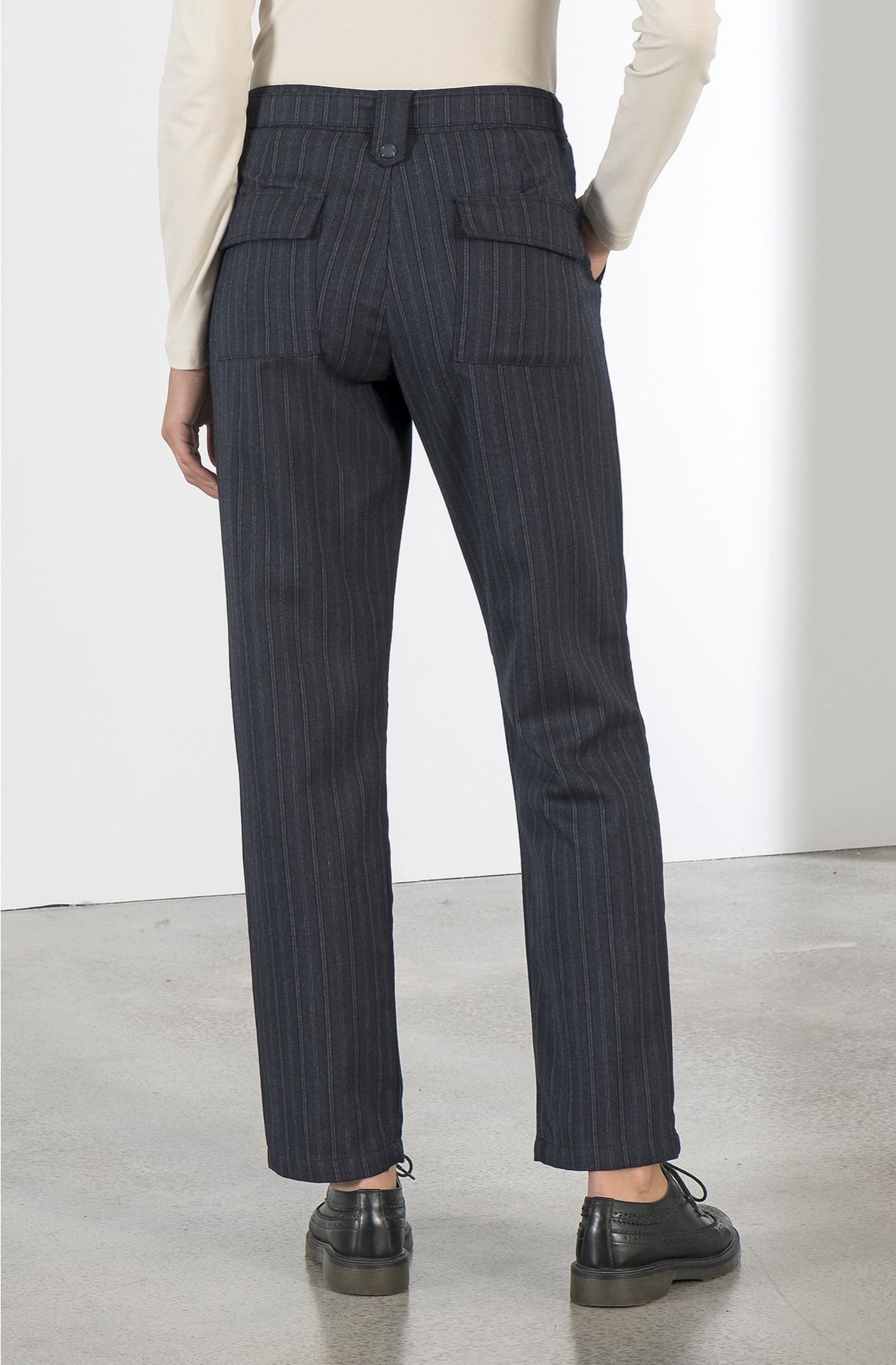 PINSTRIPED PLEATED PANTS