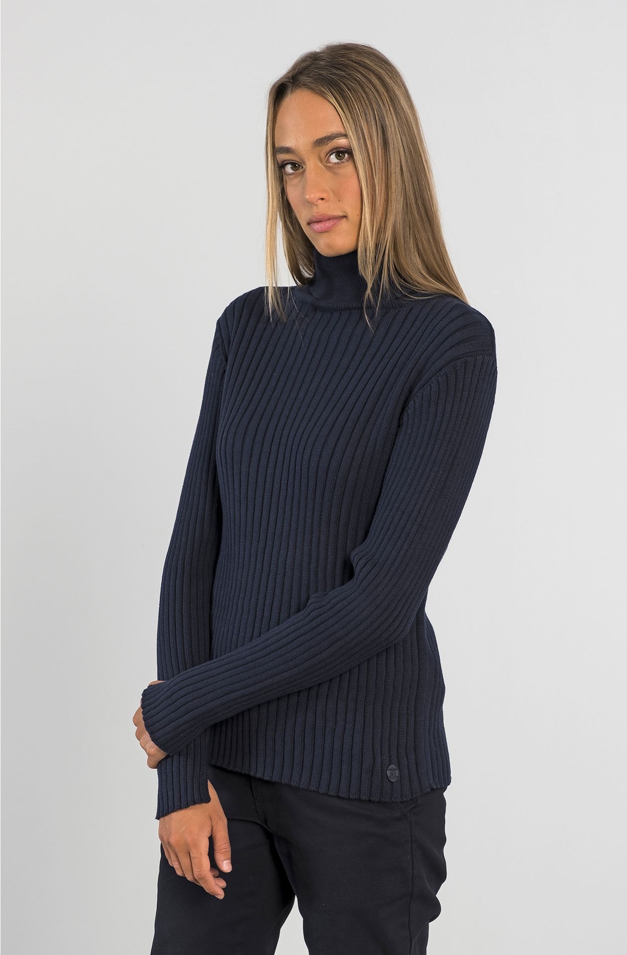 RIBBED TURTLENECK IN PURE COTTON