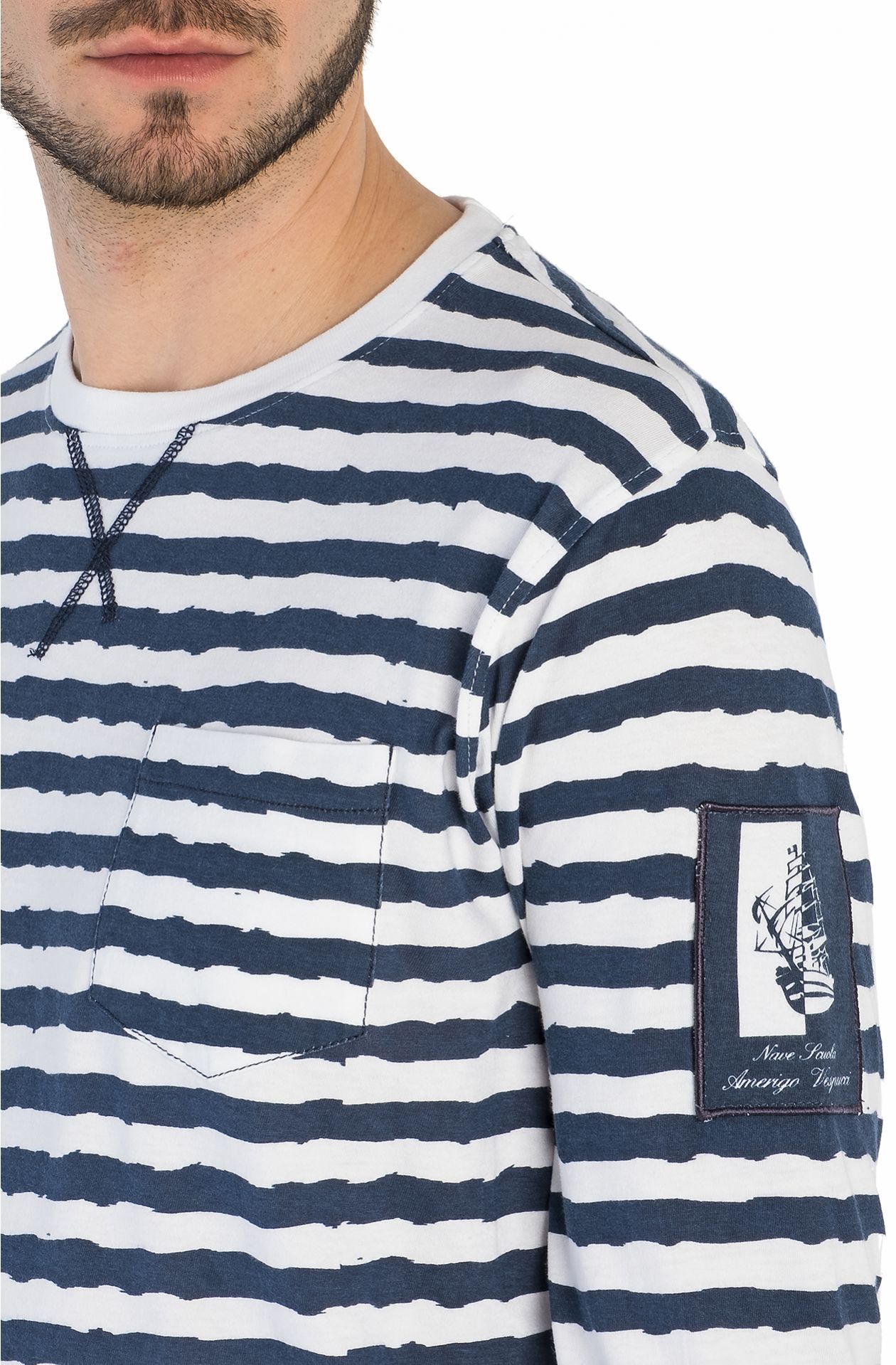 LANGARM GESTREIFTES T-SHIRT NAVE SCUOLA AMERIGO VESPUCCI