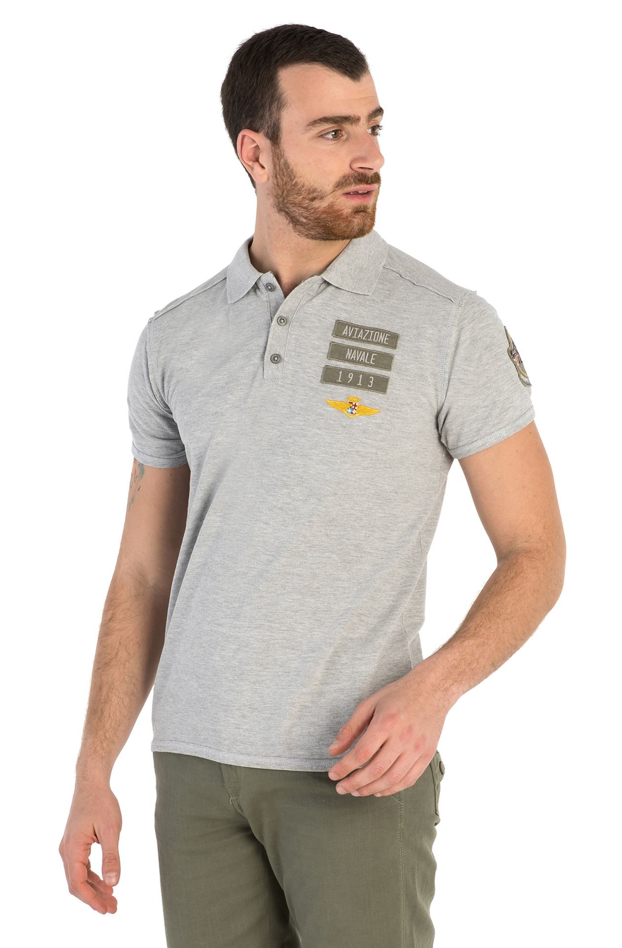 HALBARM-POLOSHIRT IN PIQUÉ