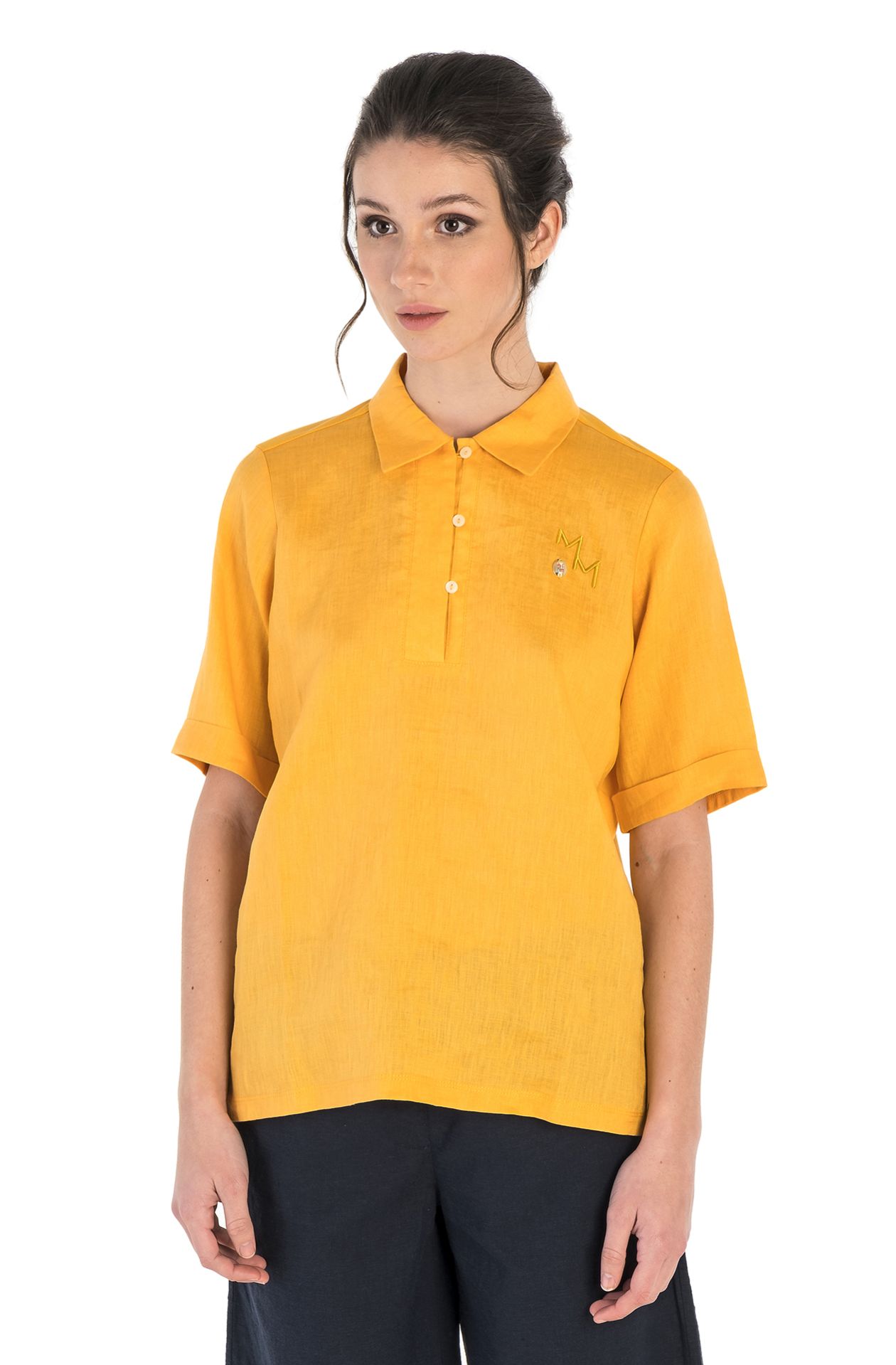 LINEN HALF SLEEVE POLO SHIRT