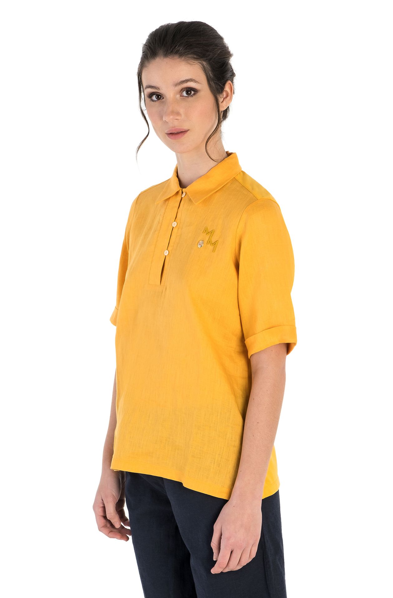LINEN HALF SLEEVE POLO SHIRT
