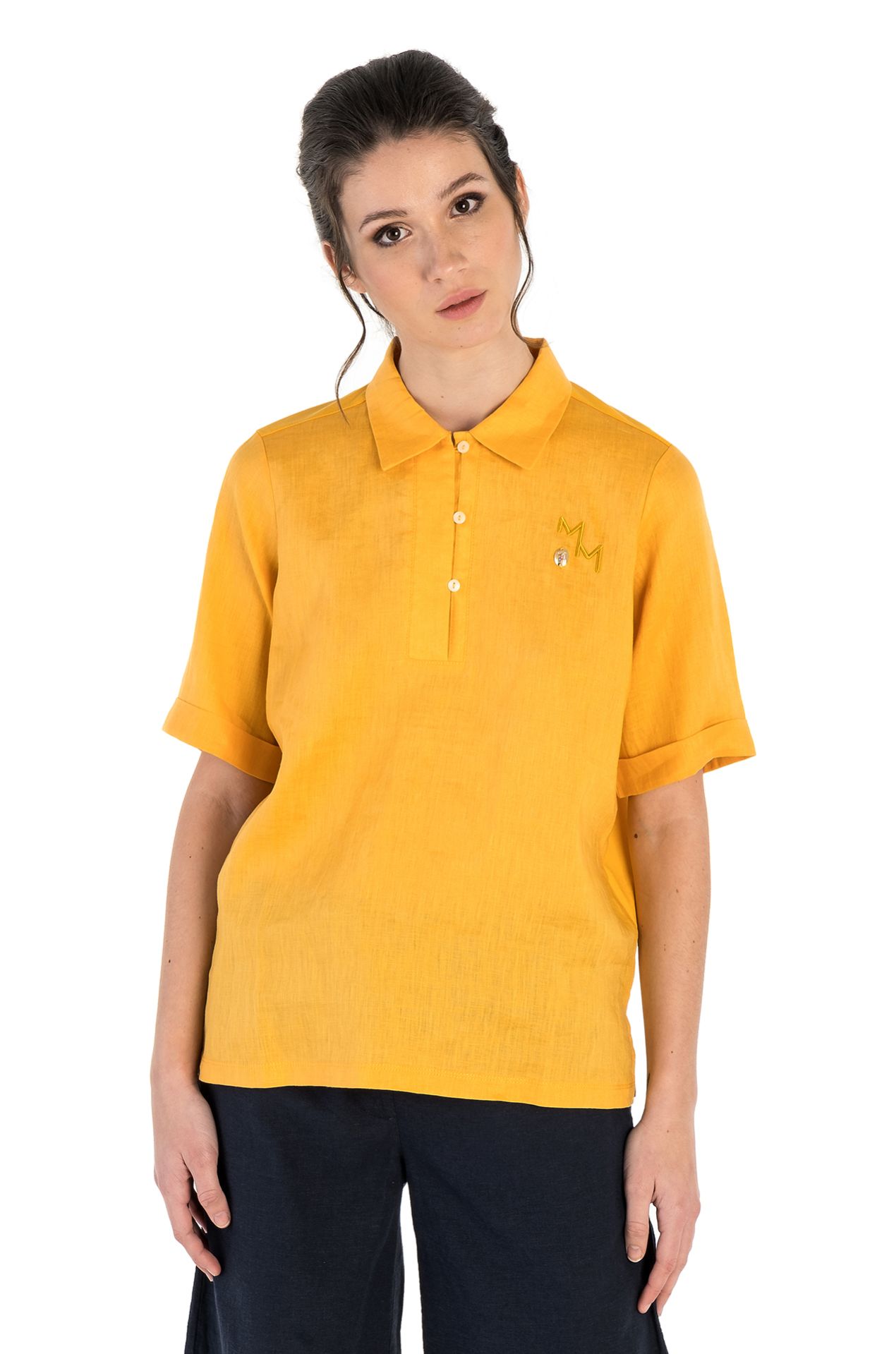 LINEN HALF SLEEVE POLO SHIRT