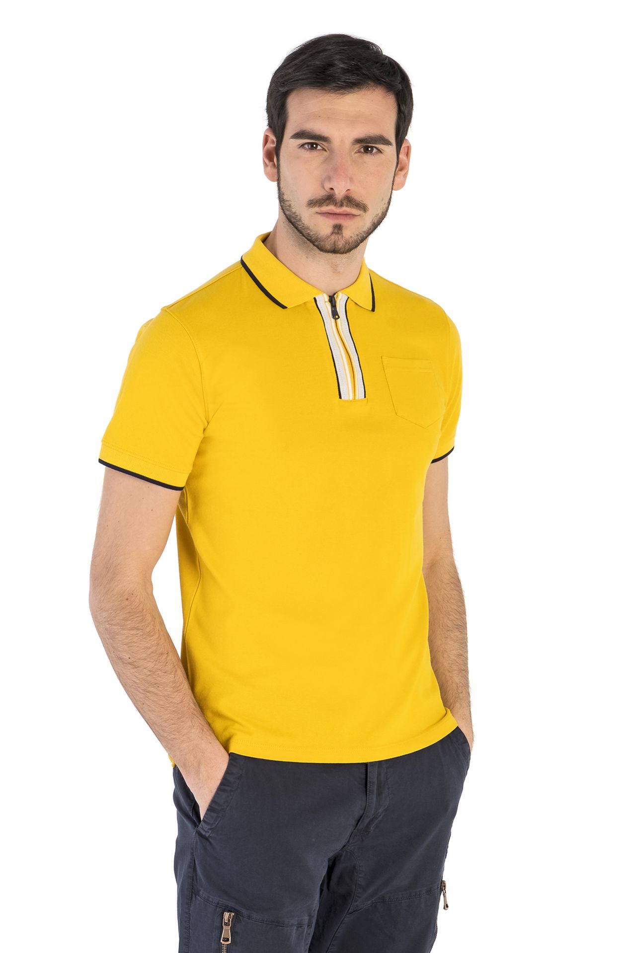 HALBARM-POLOSHIRT AUS PIQUÉ