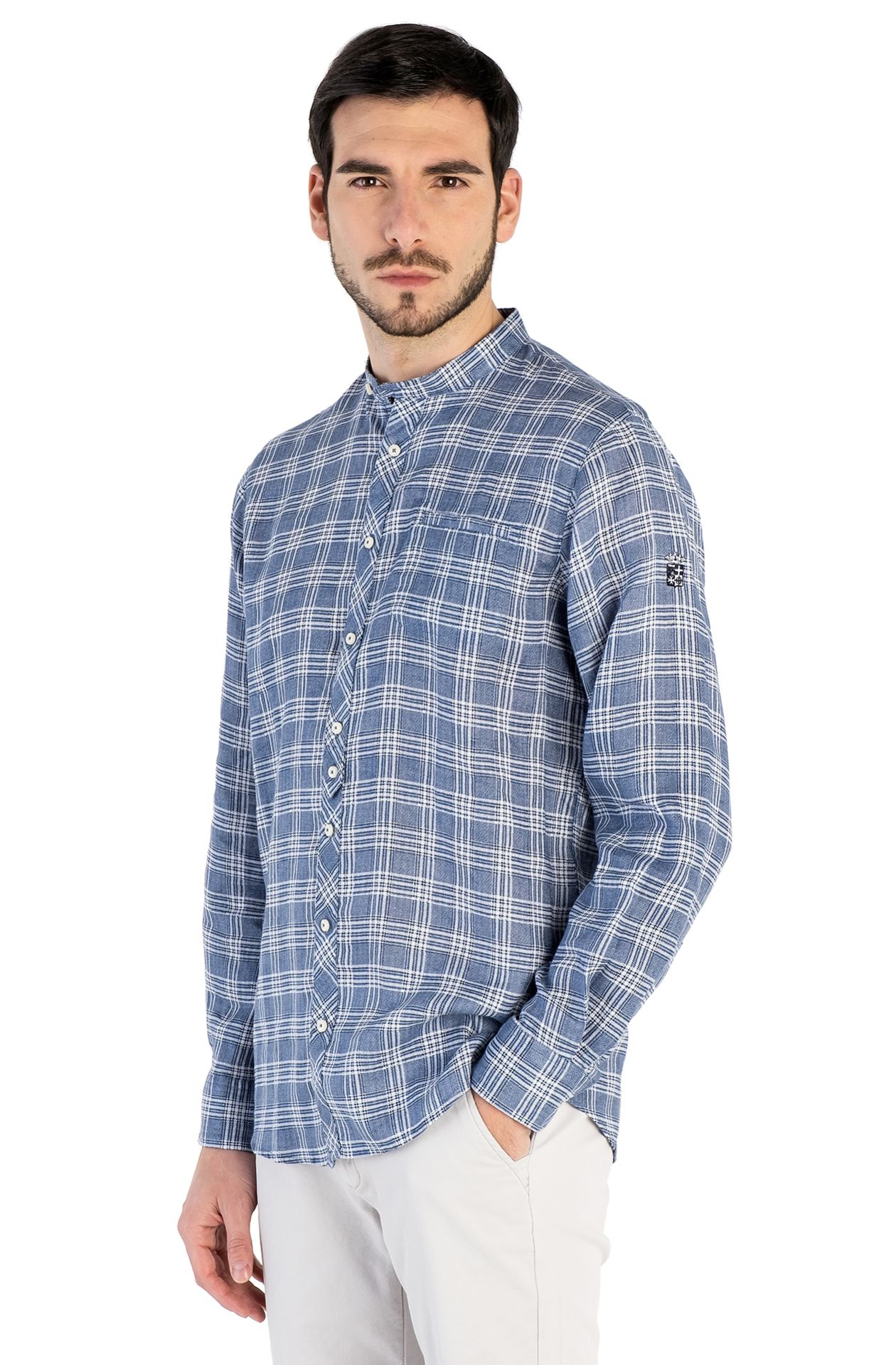 CHEMISE COL MANDARIN EN PUR LIN