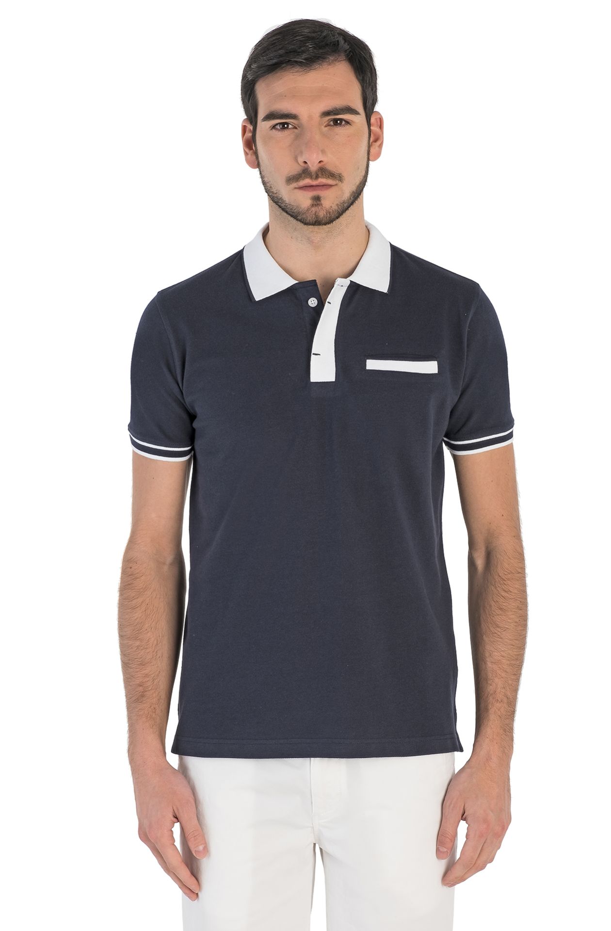 HALBARM-POLOSHIRT IN PIQUÉ