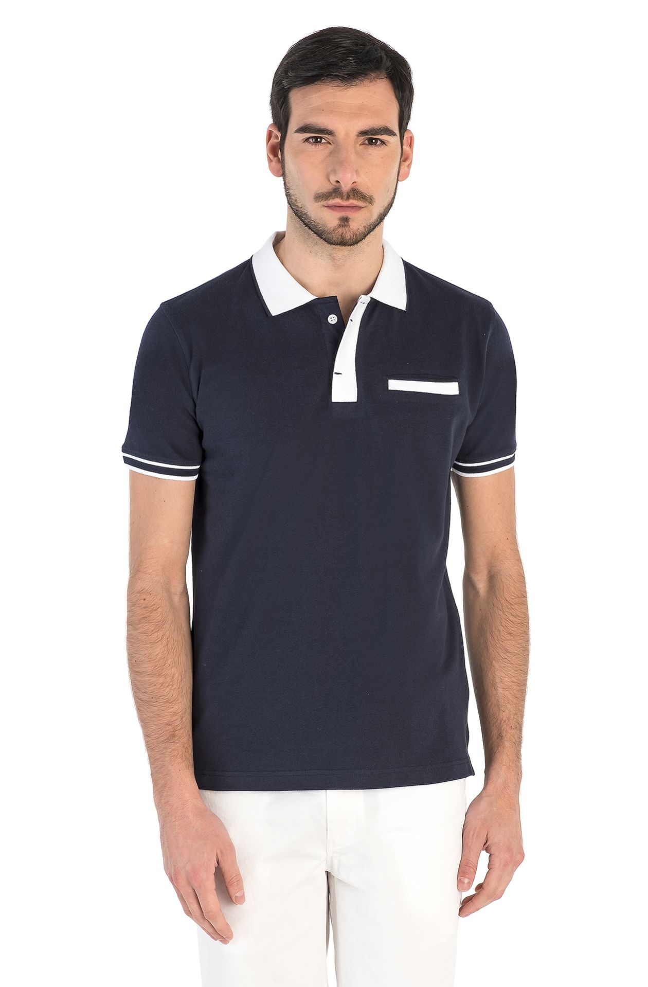 HALBARM-POLOSHIRT IN PIQUÉ