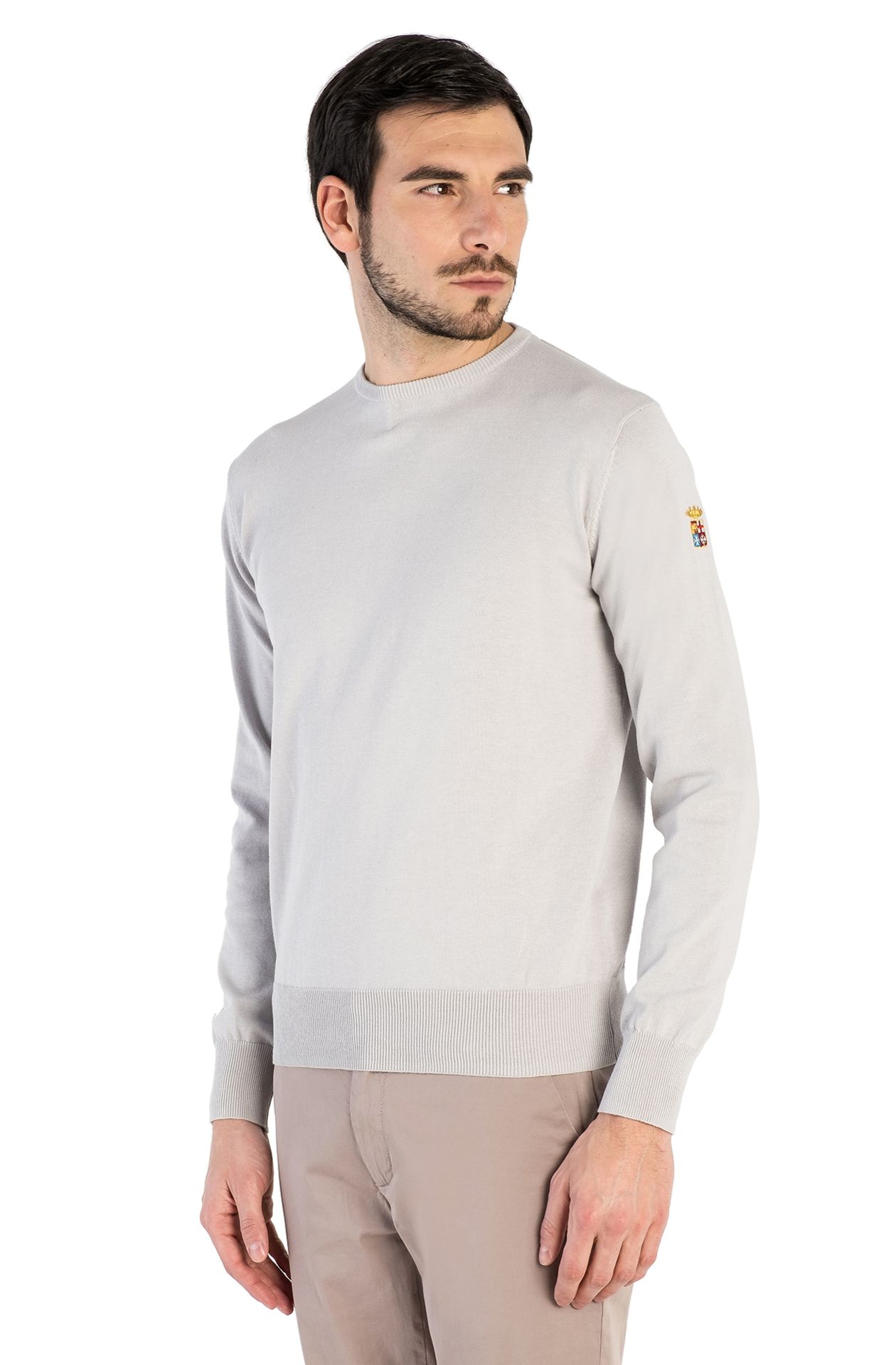 BASIC PULLOVER MIT RUNDHALSAUSSCHNITT AUS REINER BAUMWOLLE