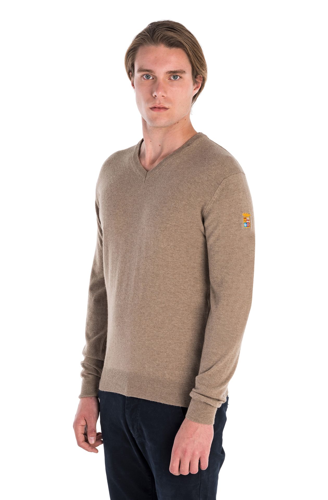 MAGLIA BASIC SCOLLO V IN MISTO LANA