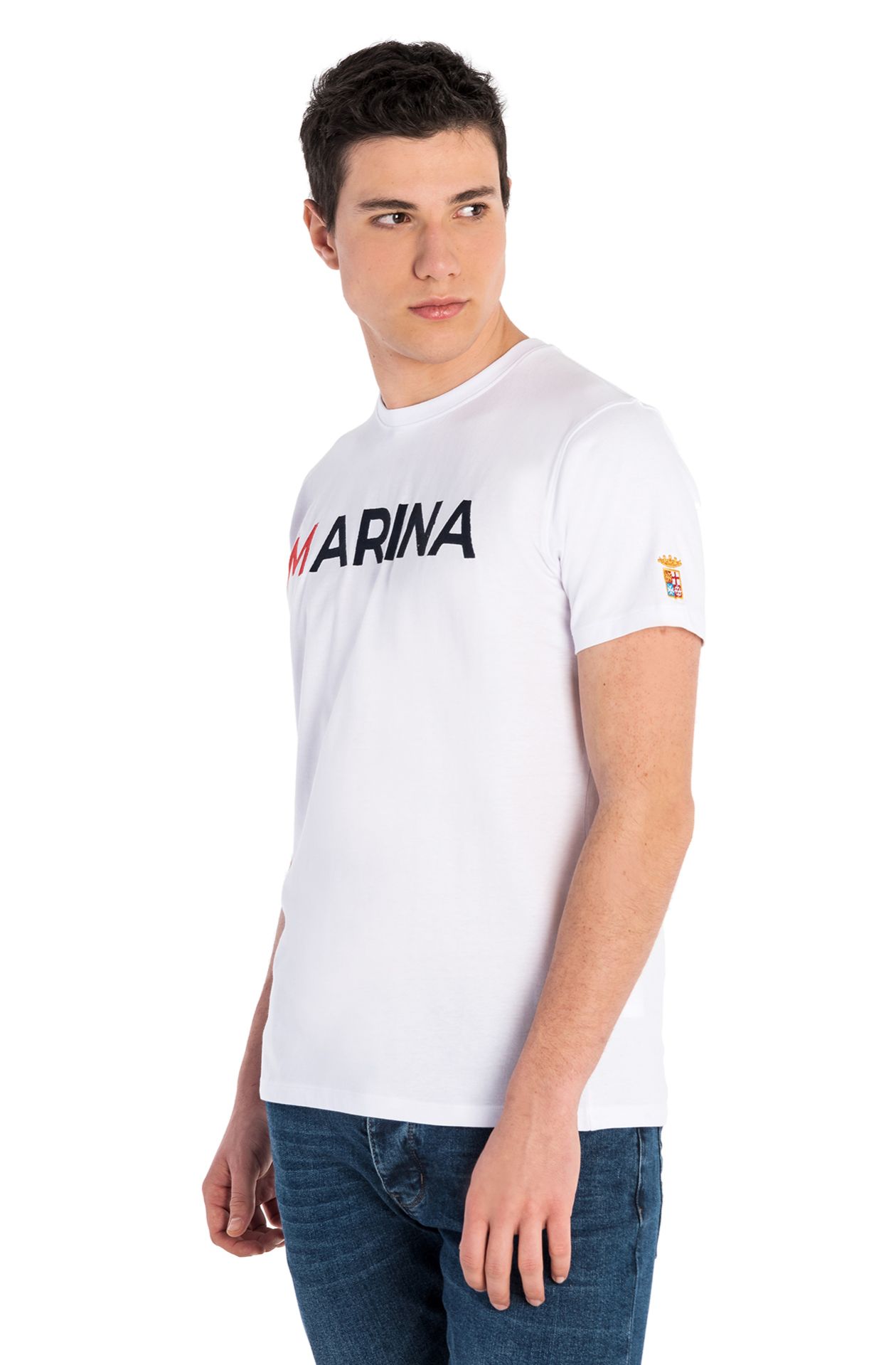 T-Shirt aus marineblauem Jersey