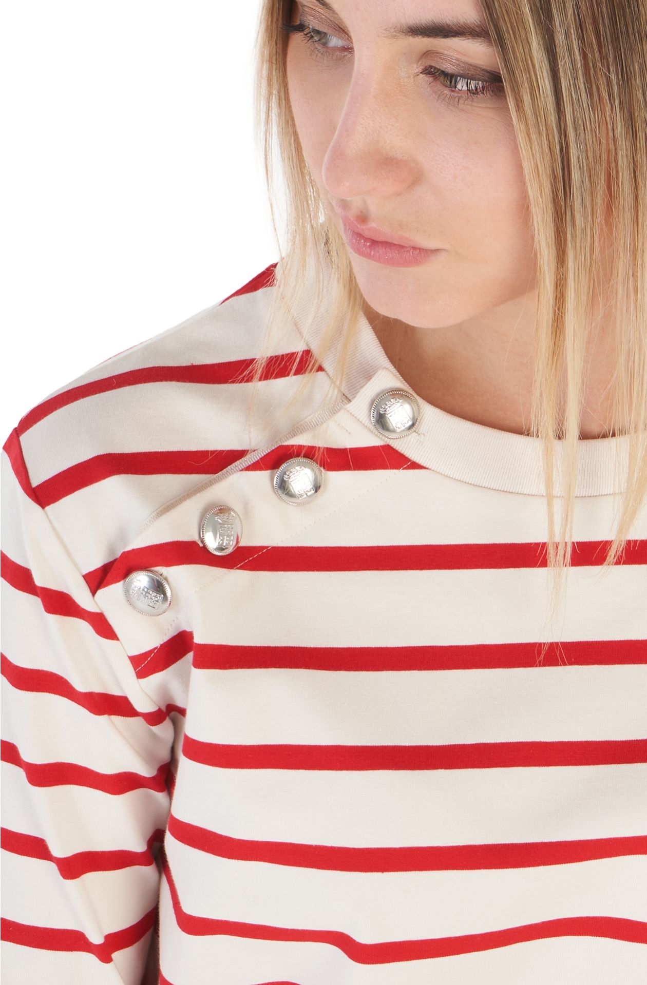 Round neck sweatshirt with buttons