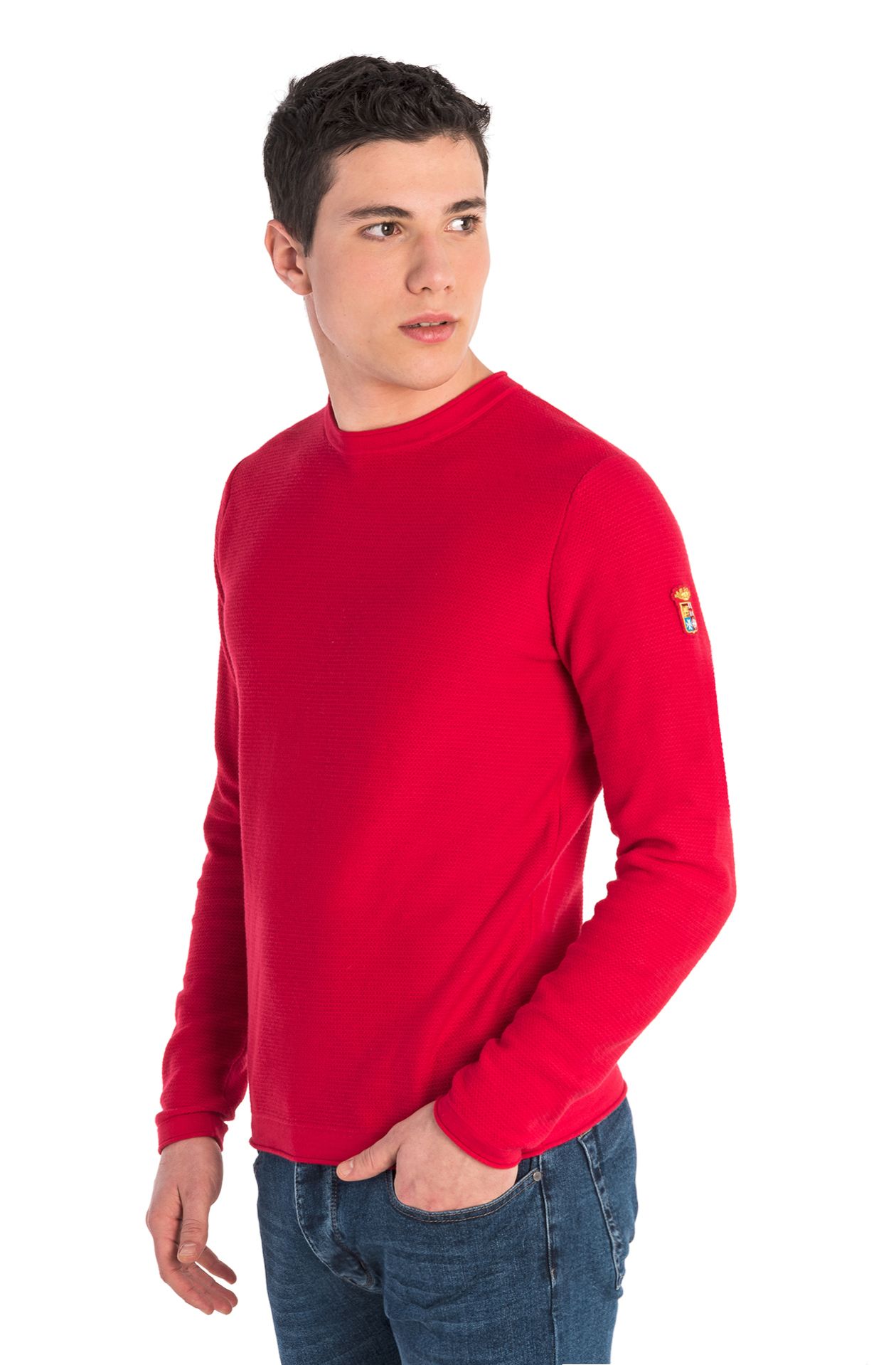 Round neck cotton sweater