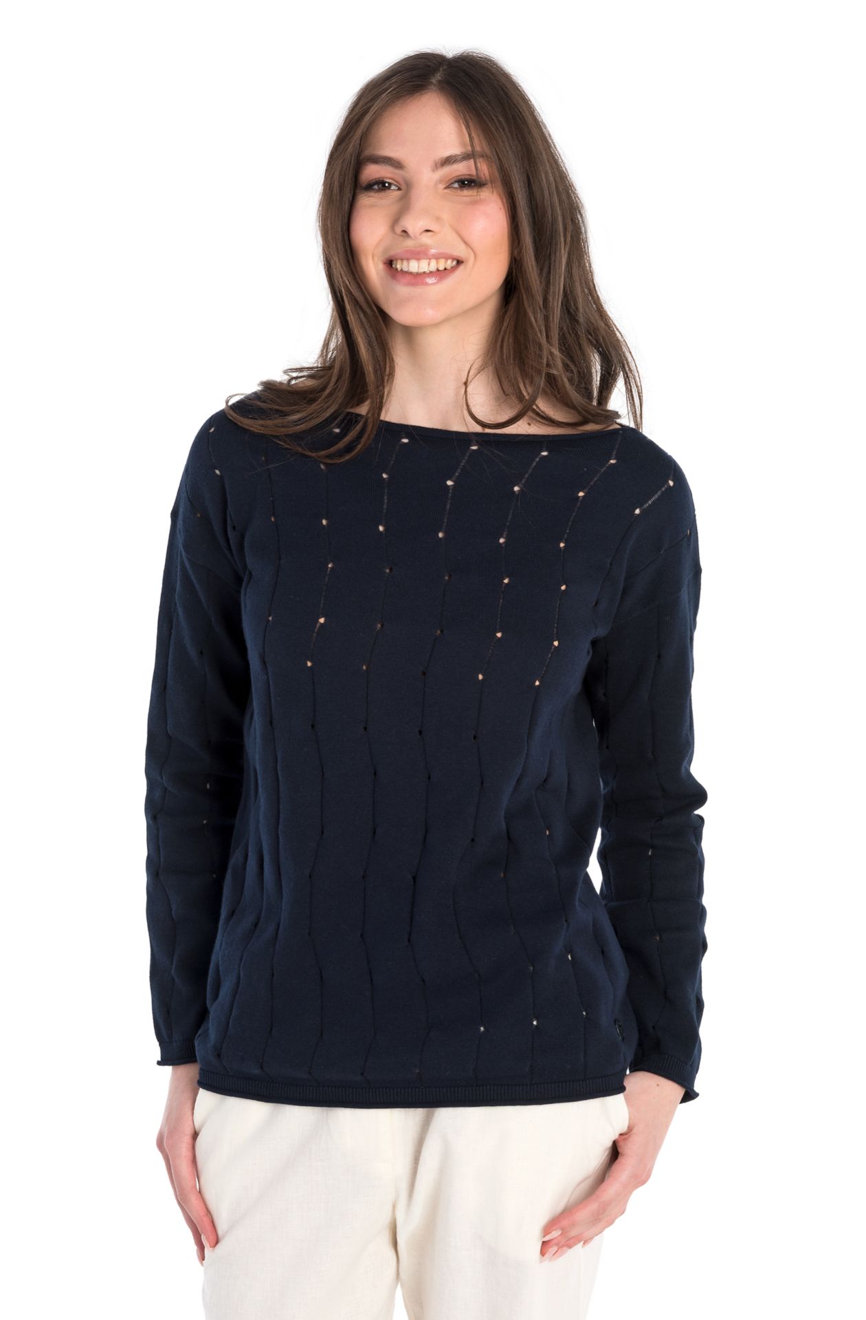 Pullover aus Baumwolle mit U-Boot-Ausschnitt
