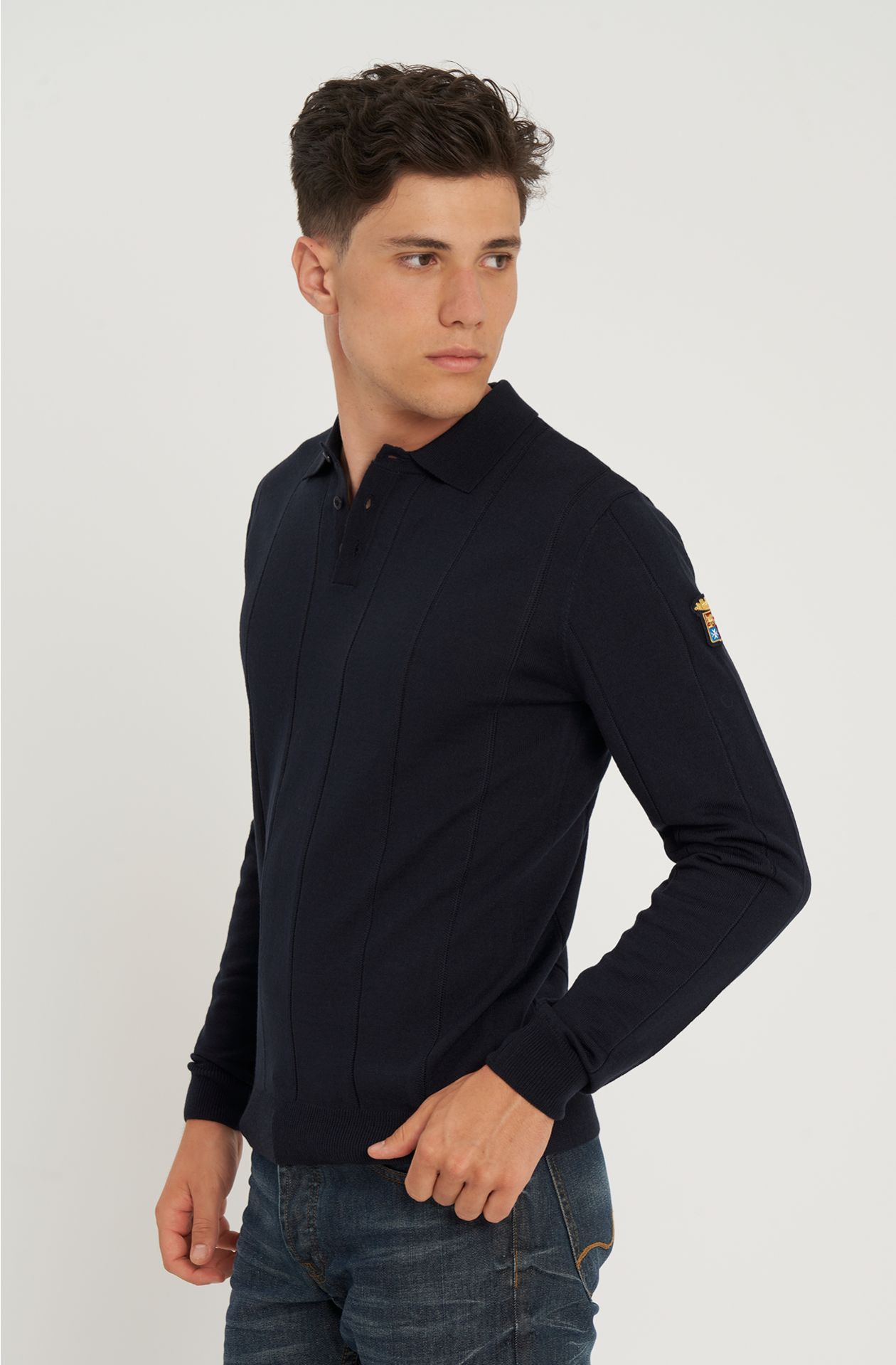 Poloshirt aus geraspelter Wollmischung