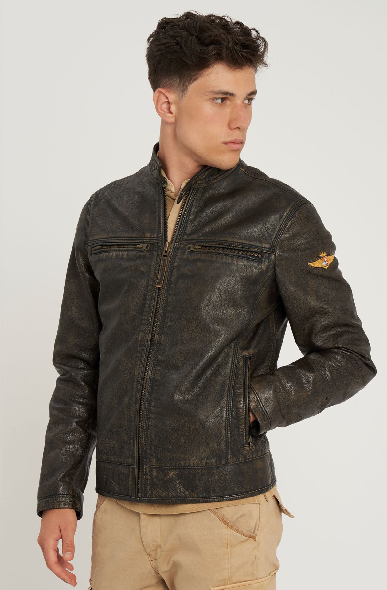 Jacke aus echtem gehämmertem Leder