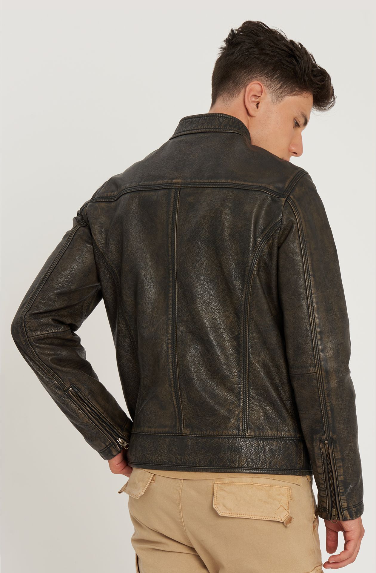 Jacke aus echtem gehämmertem Leder