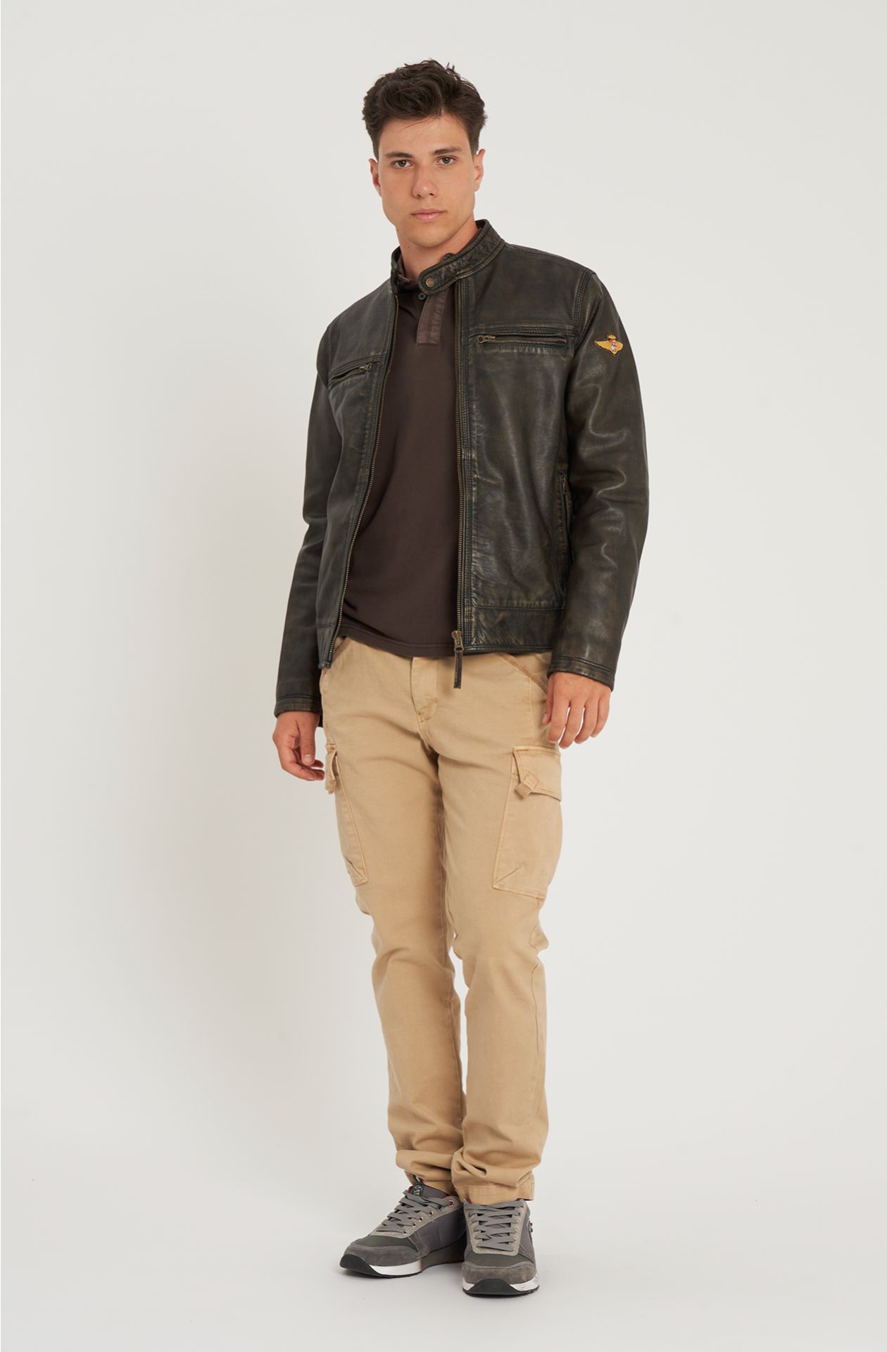 Jacke aus echtem gehämmertem Leder