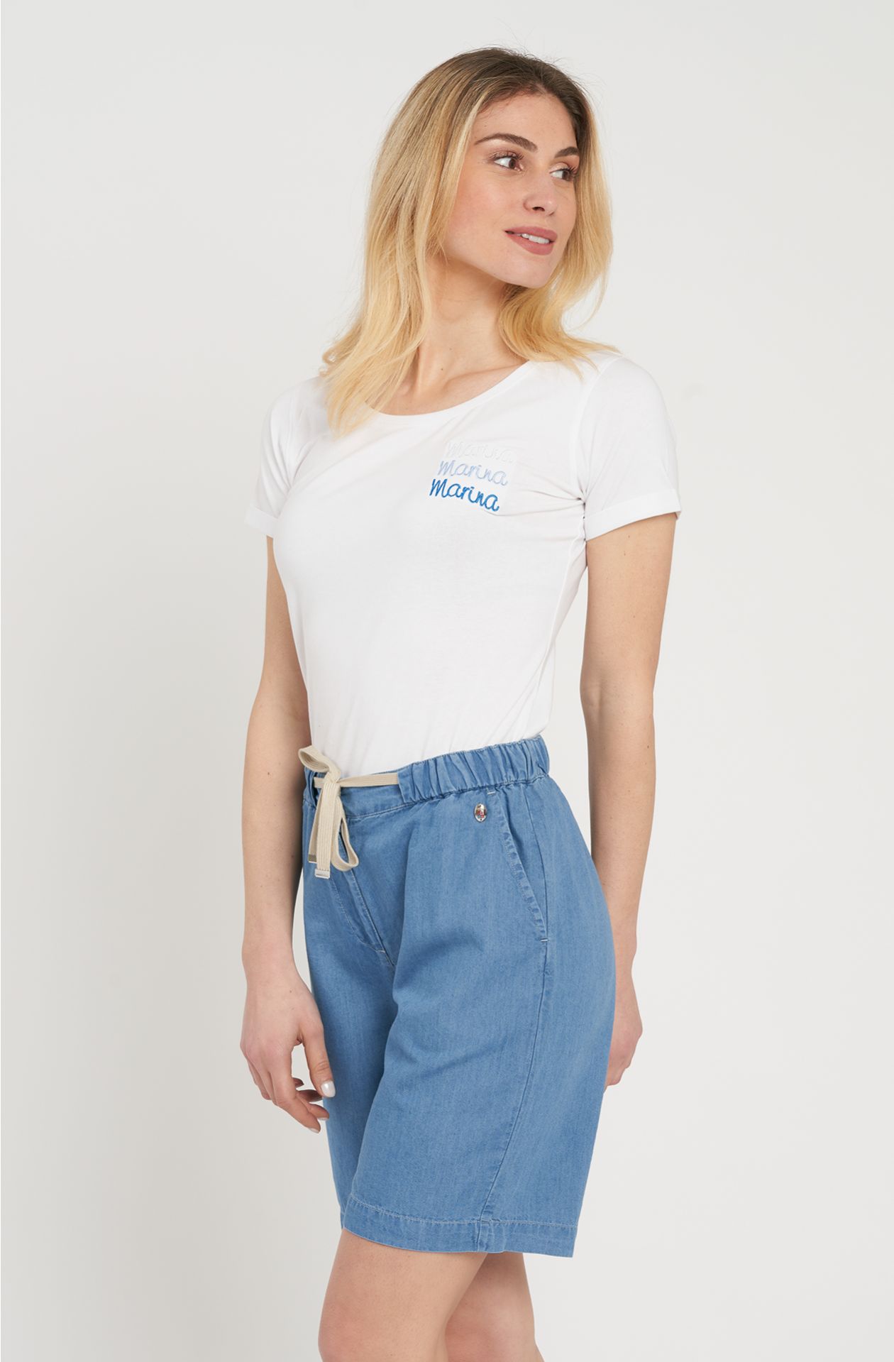 Lightweight chambray Bermuda shorts