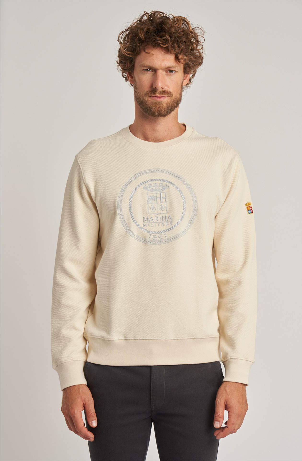 Organic men's crew-neck cotton sweatshirt