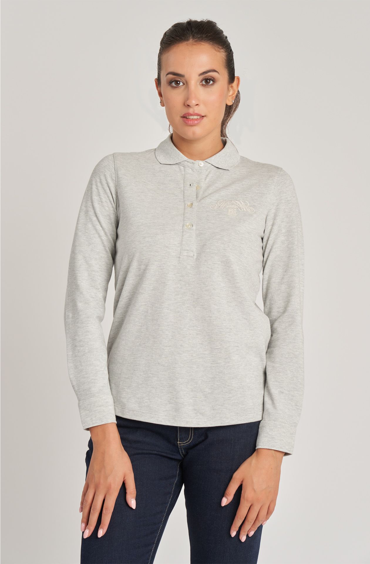 Polo da donna in cotone piquet manica lunga