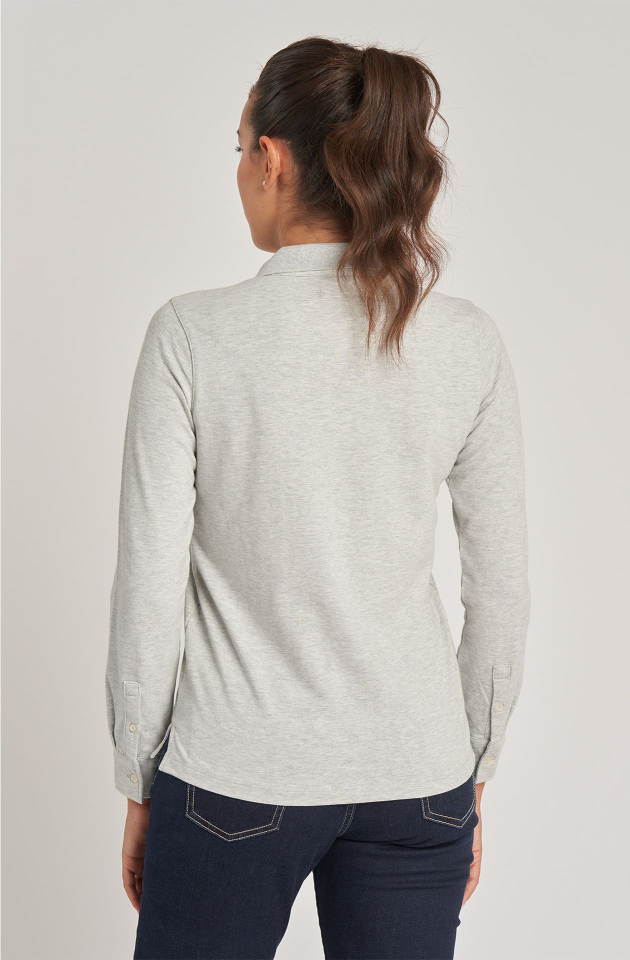 Polo da donna in cotone piquet manica lunga