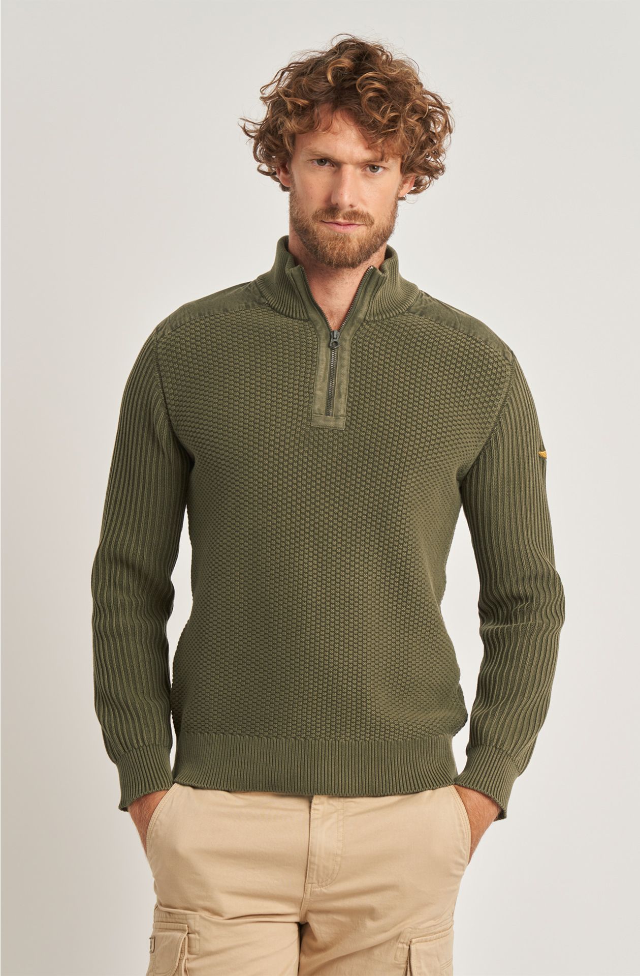 Aviazione Navale men's sweater in warm cotton half zip