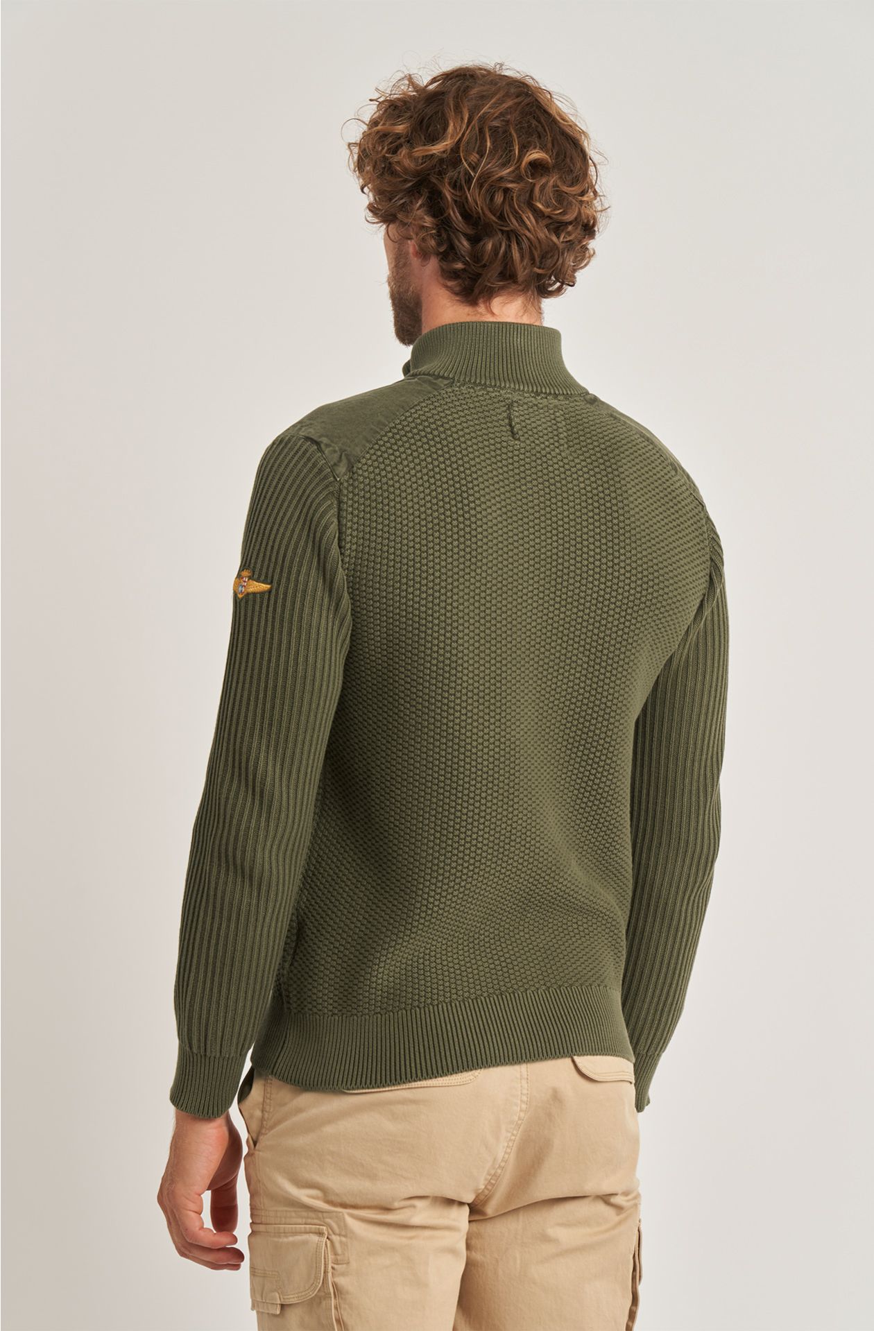 Aviazione Navale men's sweater in warm cotton half zip