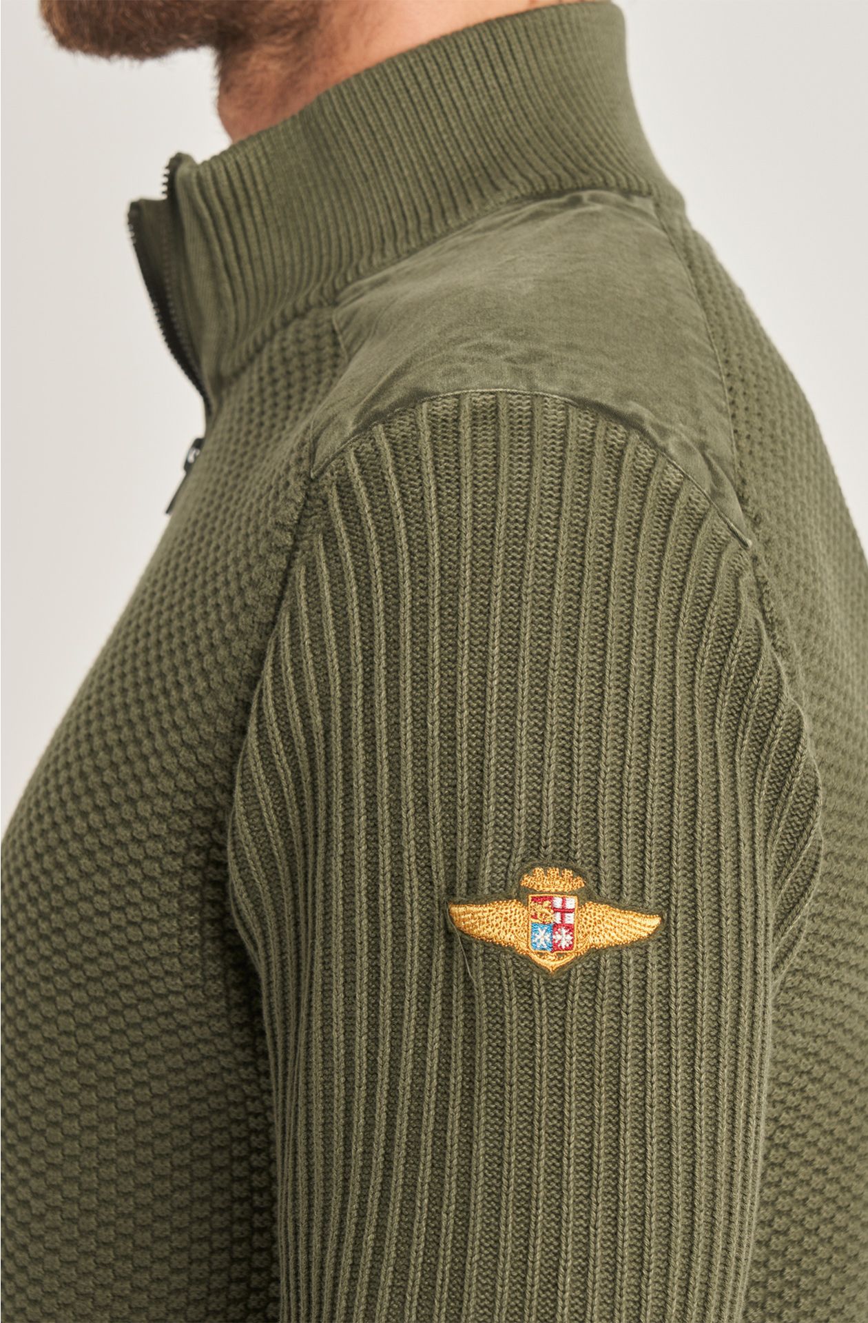 Aviazione Navale men's sweater in warm cotton half zip