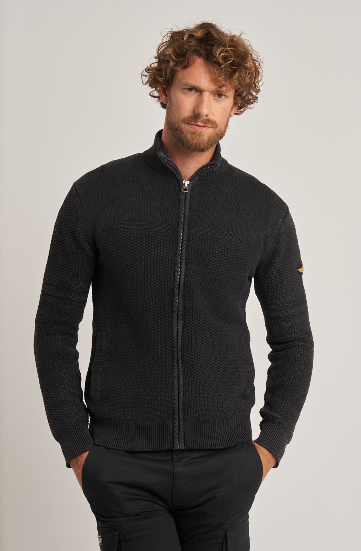 Maglione da uomo Aviazione Navale in caldo cotone full zip