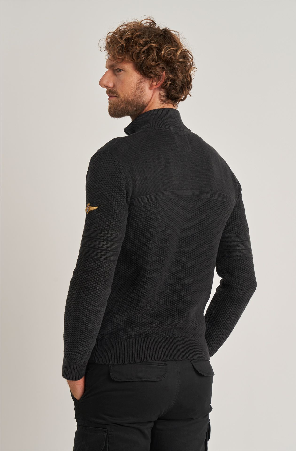 Maglione da uomo Aviazione Navale in caldo cotone full zip