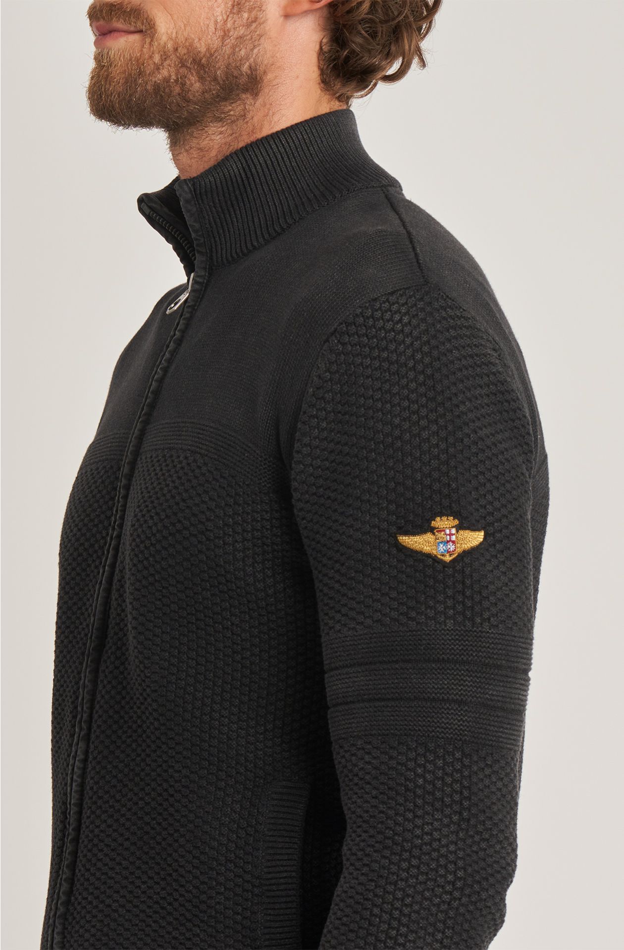 Maglione da uomo Aviazione Navale in caldo cotone full zip