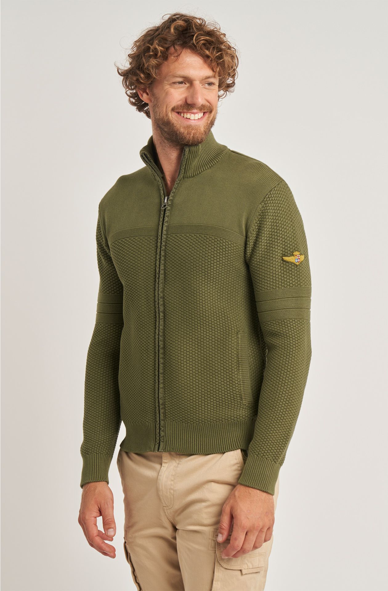 Aviazione Navale men's sweater in warm cotton with zip