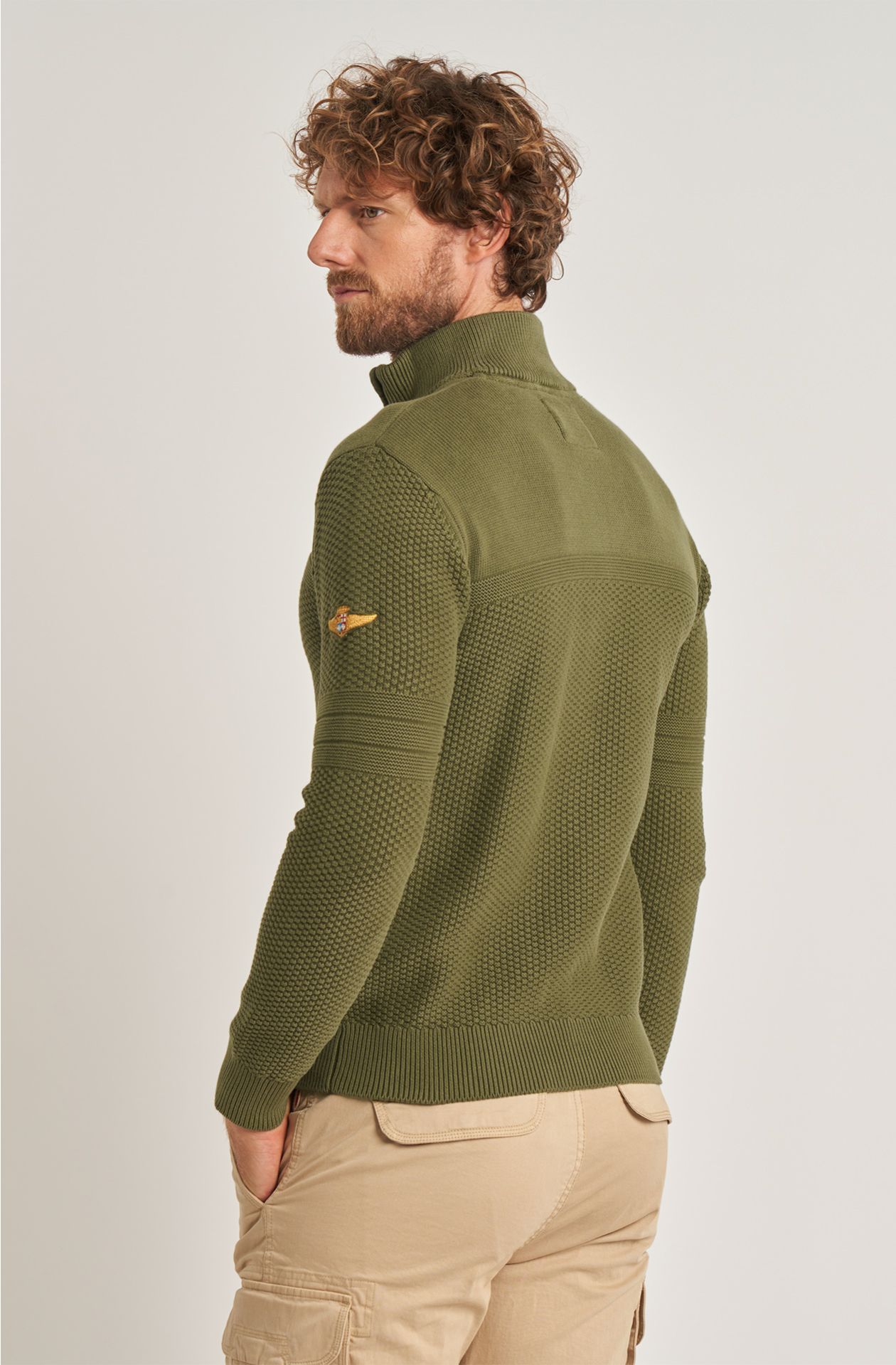 Aviazione Navale men's sweater in warm cotton with zip