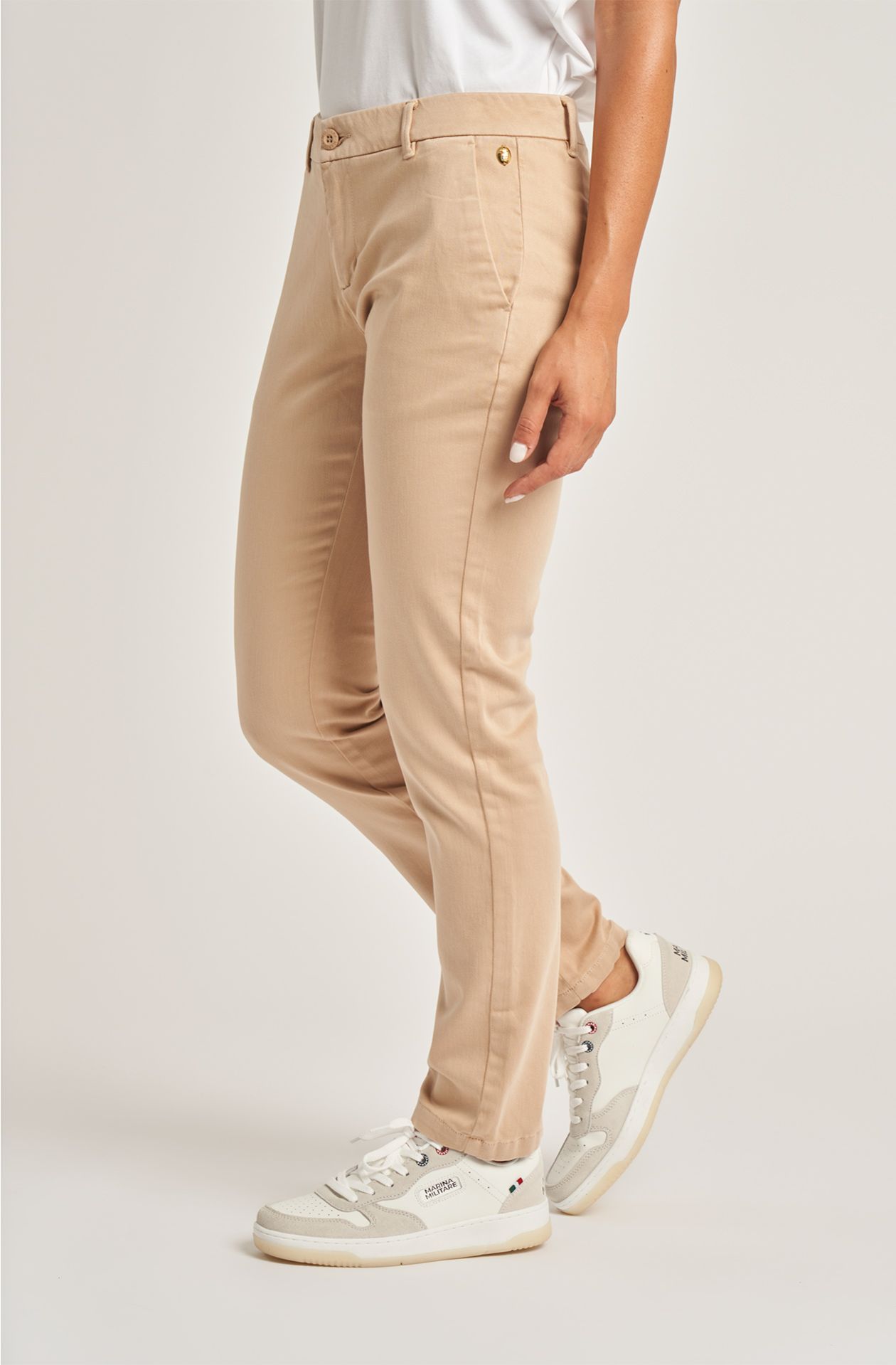 Women's cotton blend chino trousers