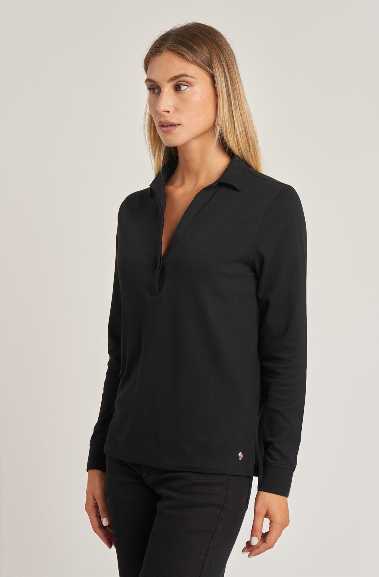 Polo da donna in cotone piquet manica lunga