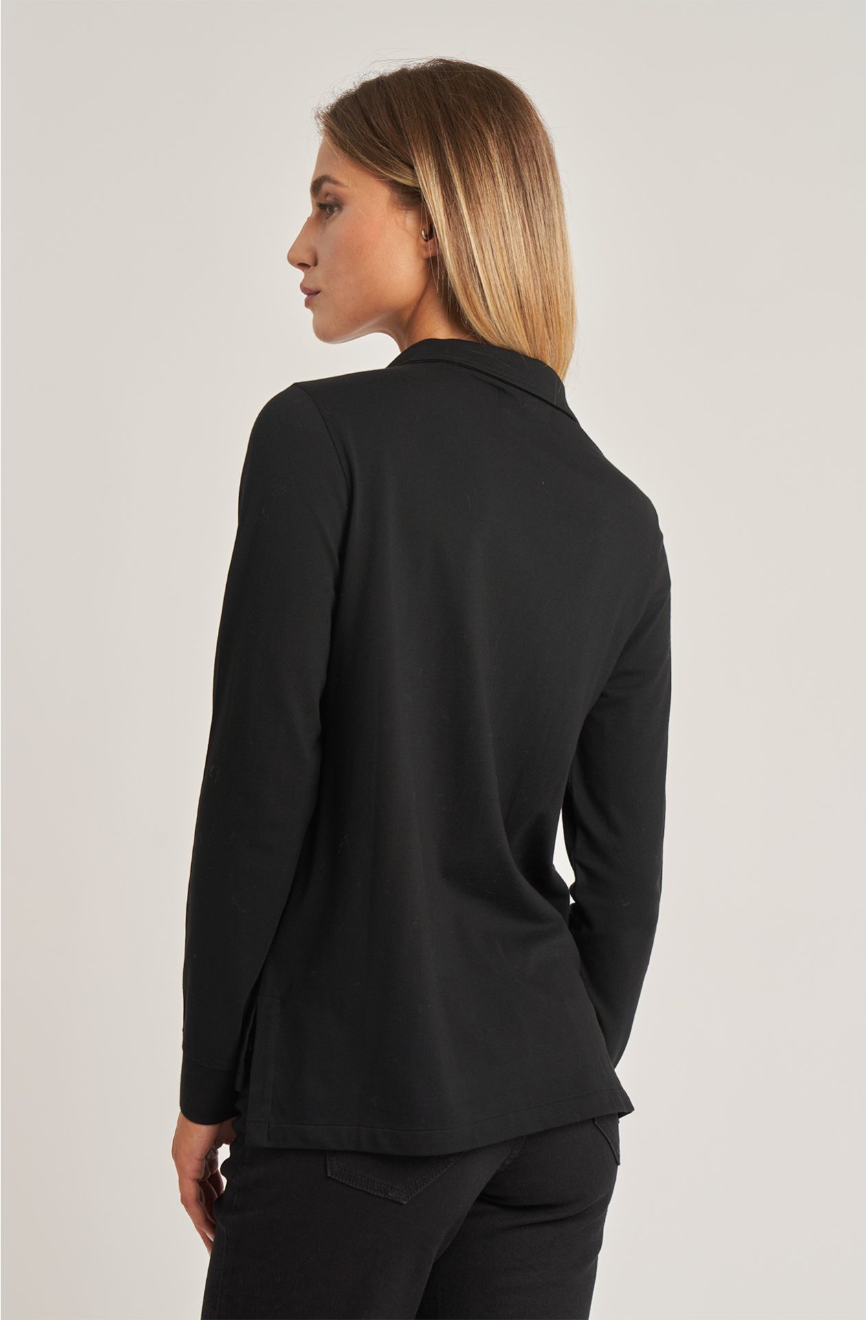 Polo da donna in cotone piquet manica lunga