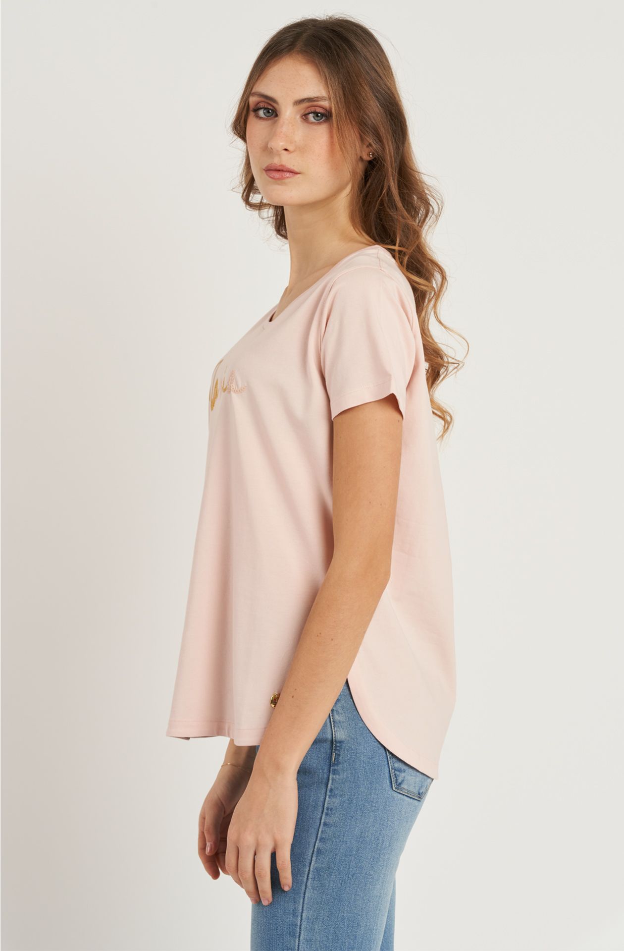 T-shirt da donna in cotone elasticizzato