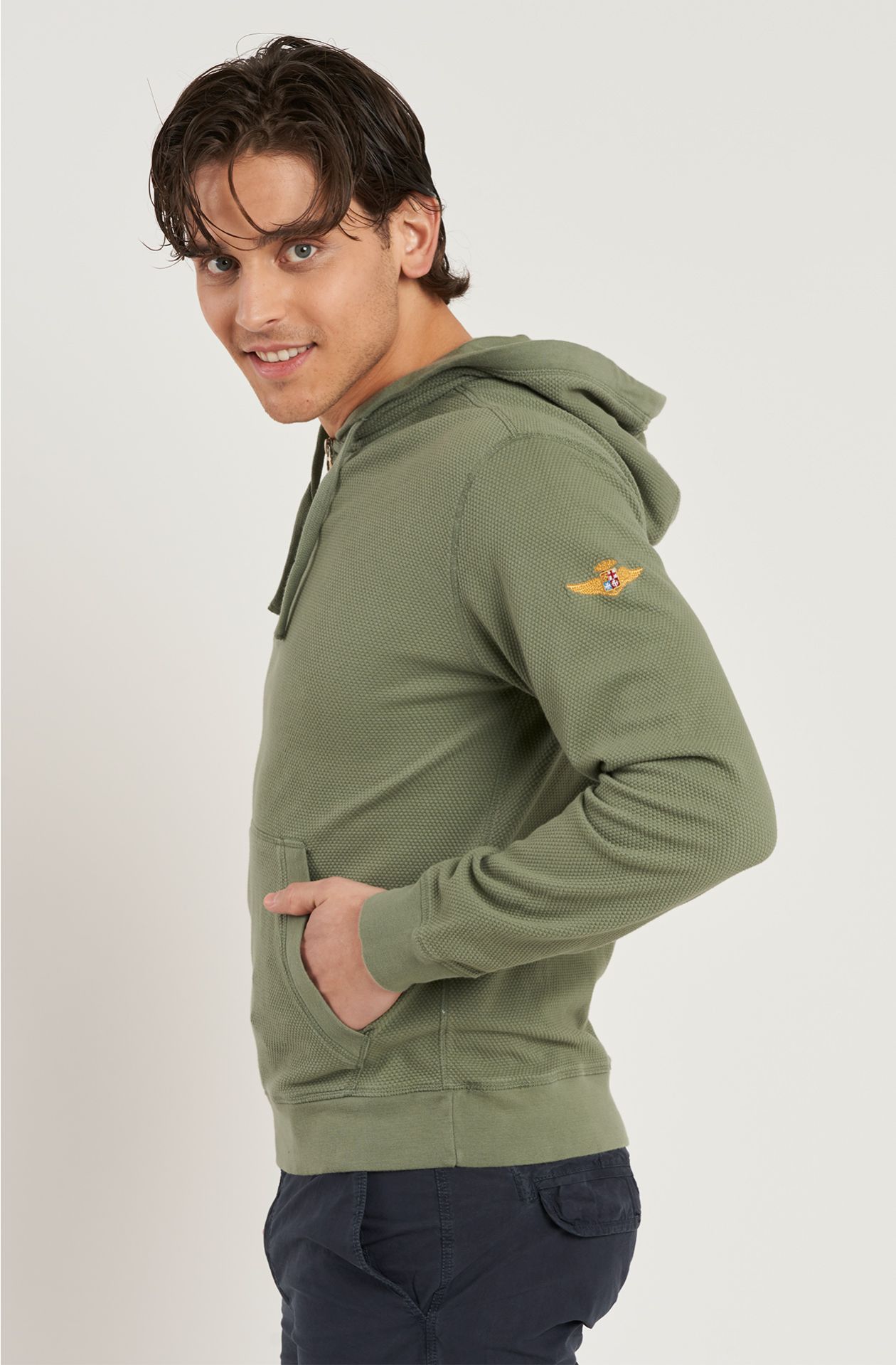 Men's sweatshirt in knitted cotton