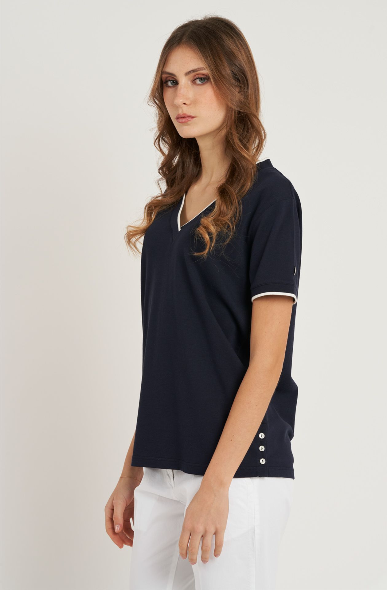 T-shirt da donna in cotone piquet