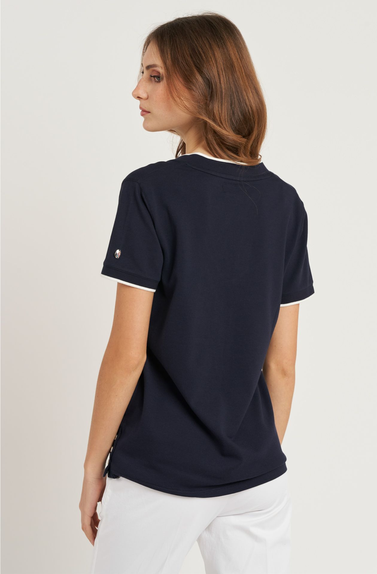 T-shirt da donna in cotone piquet