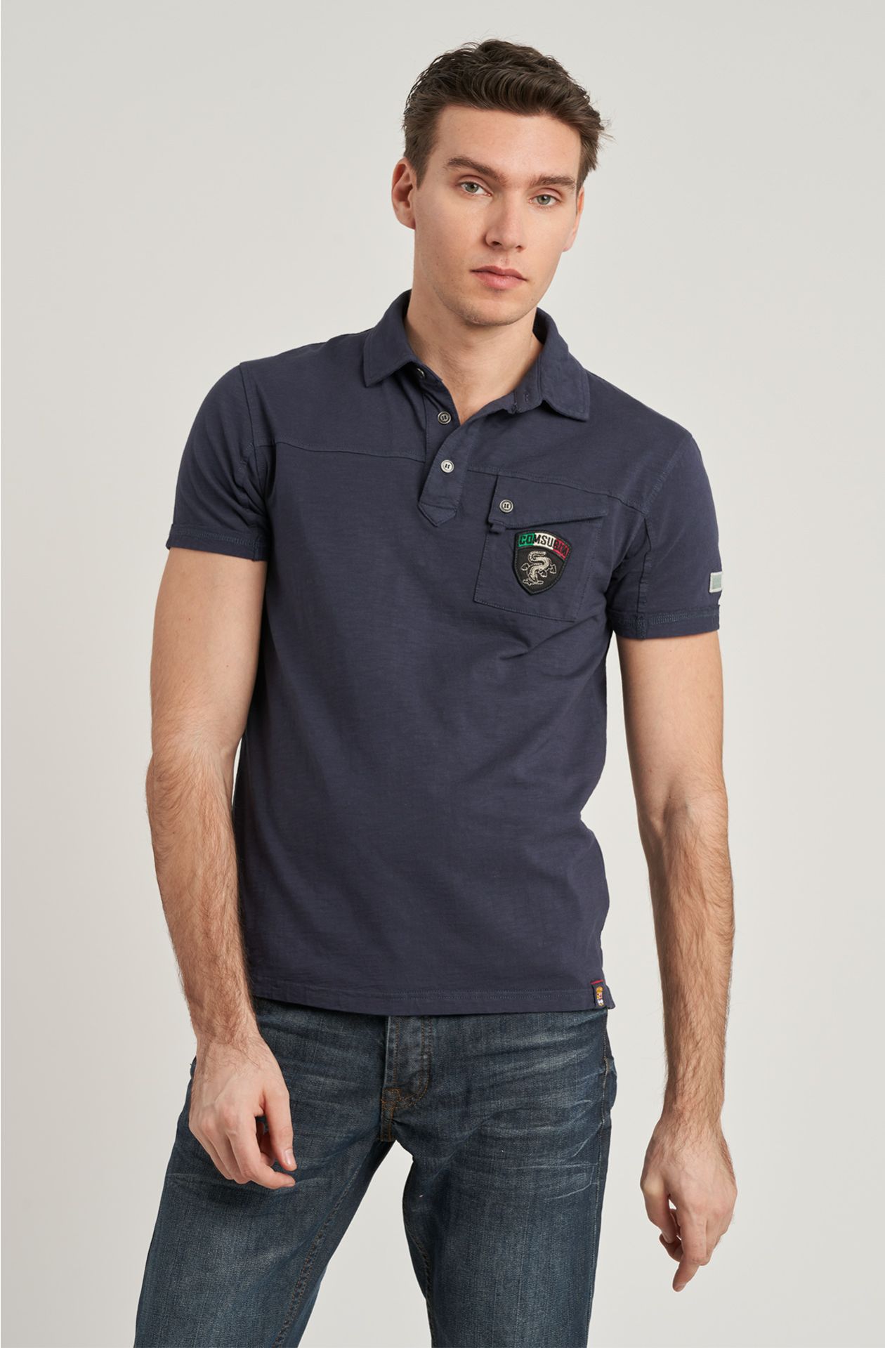 Polo da uomo COMSUBIN in cotone slub